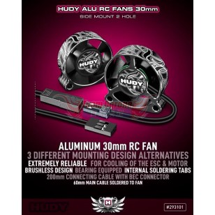 HUDY 293101 Aluminum RC Fan 30mm - Side Mount 2 Hole 